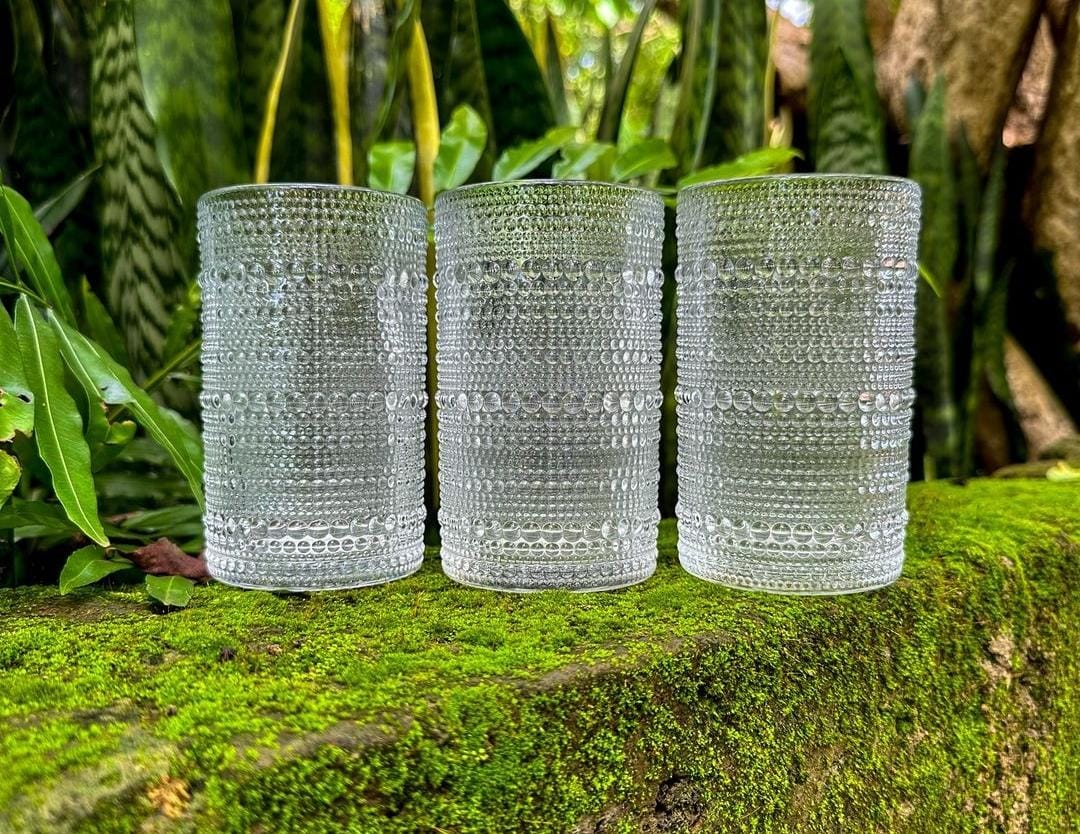 6pcs set Embossed water/juice glass | - Elegant Households KE