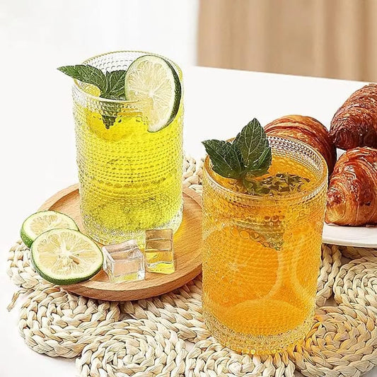 6pcs set Embossed water/juice glass | - Elegant Households KE