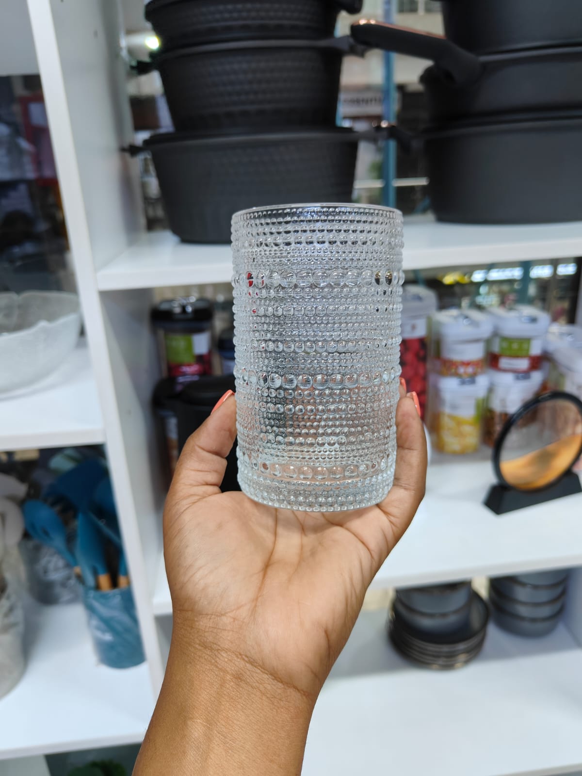 6pcs set Embossed water/juice glass | - Elegant Households KE