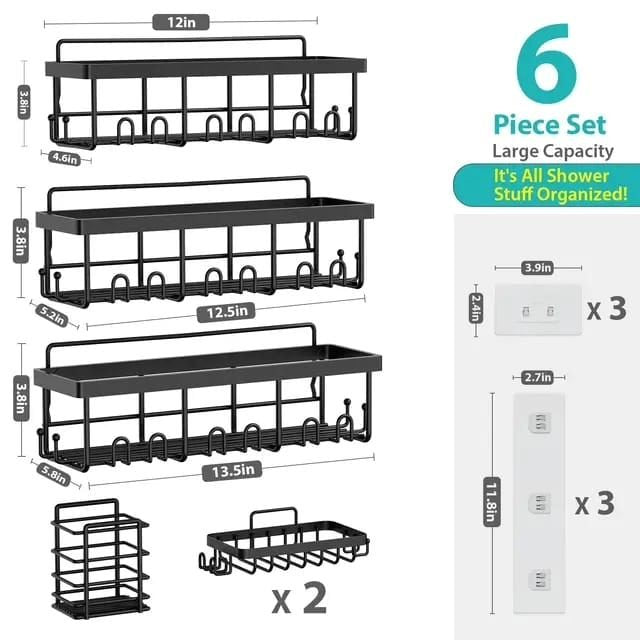 6pcs Set Shower Caddy Shelf/Bathroom Organizer | - Elegant Households KE