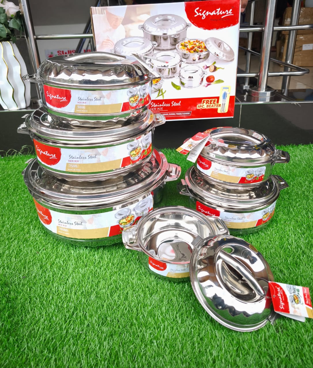 6pcs Stainless Steel Insulated Hotpot Set – Large Food Warmers with Spoons | - Elegant Households KE