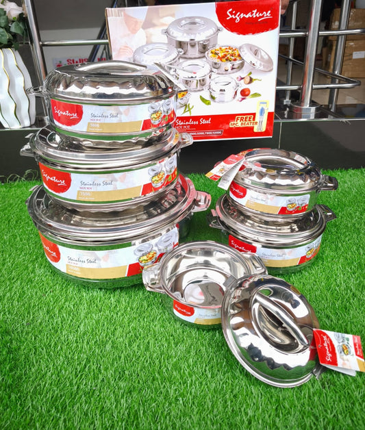 6pcs Stainless Steel Insulated Hotpot Set – Large Food Warmers with Spoons | - Elegant Households KE