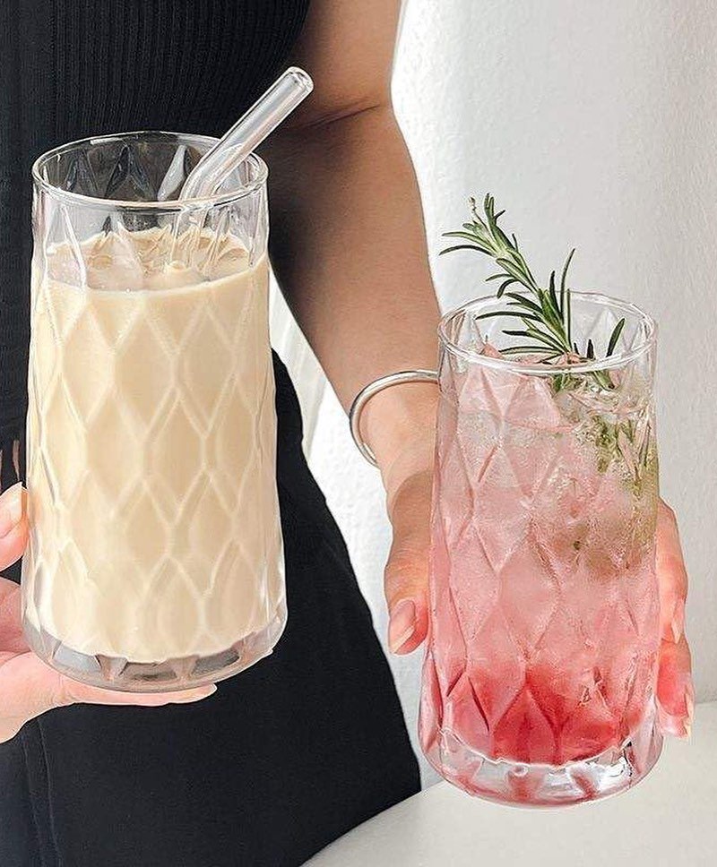 6pcs Unique Diamond Aesthetic Highball Glasses ☆Juice/ Coffee | - Elegant Households KE