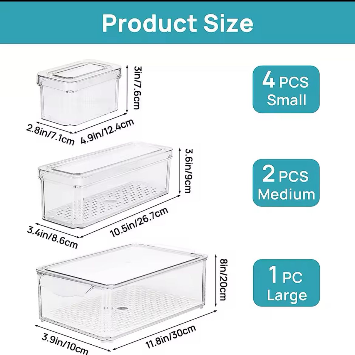 7 pcs BPA - Free Stackable acrylic Fridge Organizer Bins with Lids | - Elegant Households KE