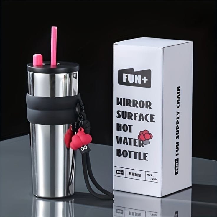 710Ml Stainless Steel Coffee Mug with straw. | - Elegant Households KE