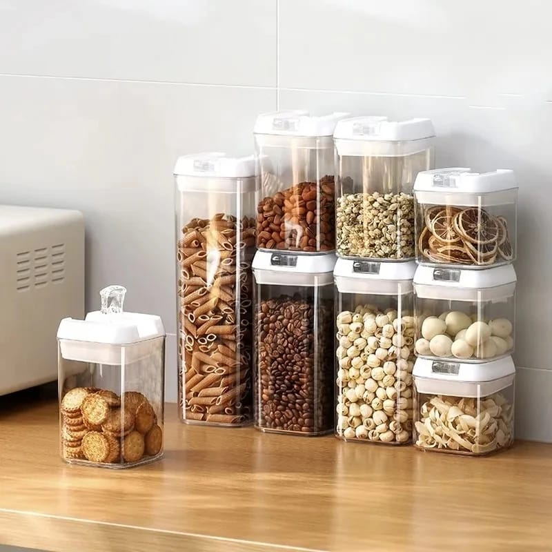 7pcs Transparent Acrylic Cereal Food/Pantry Storage Containers | - Elegant Households KE