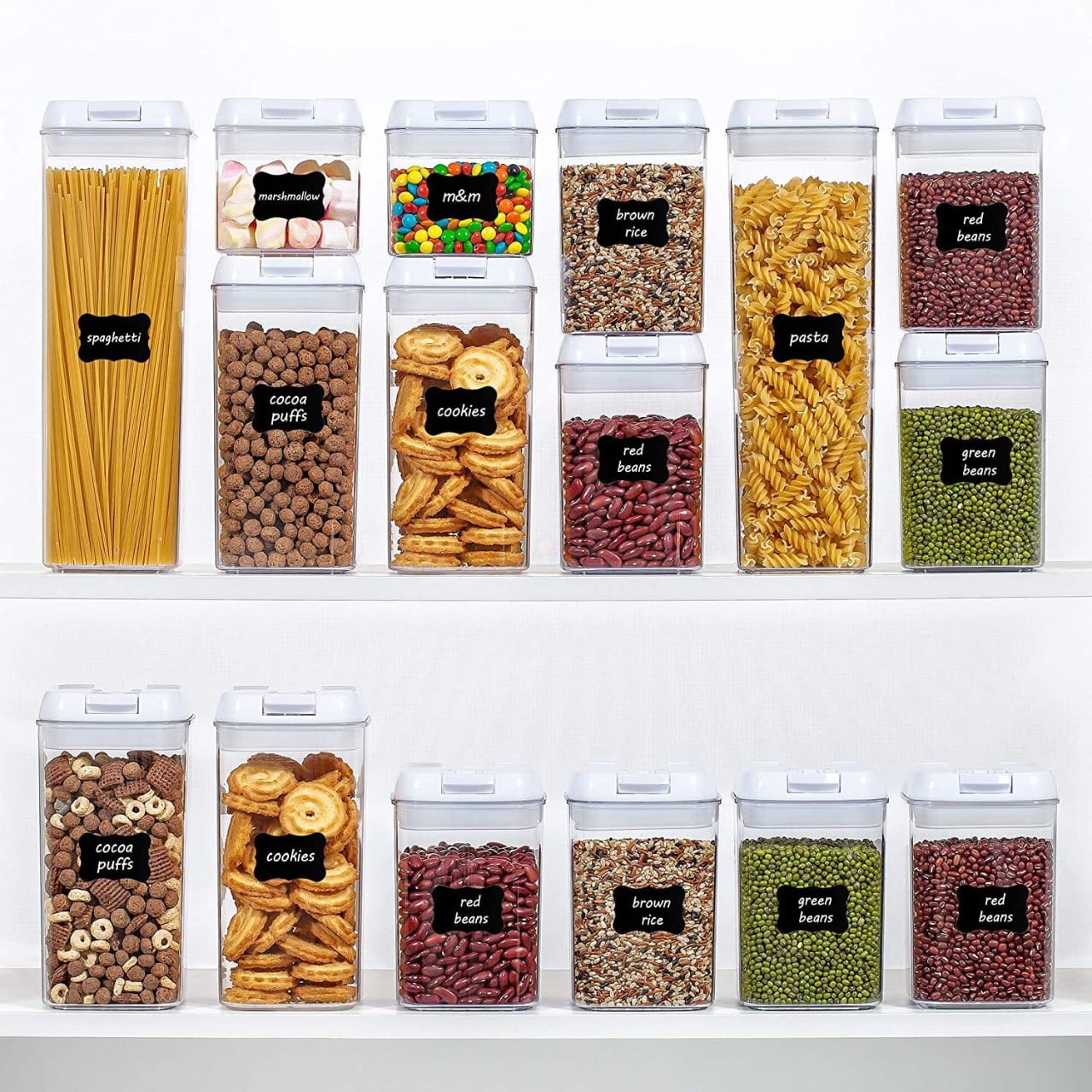 7pcs Transparent Acrylic Cereal Food/Pantry Storage Containers | - Elegant Households KE
