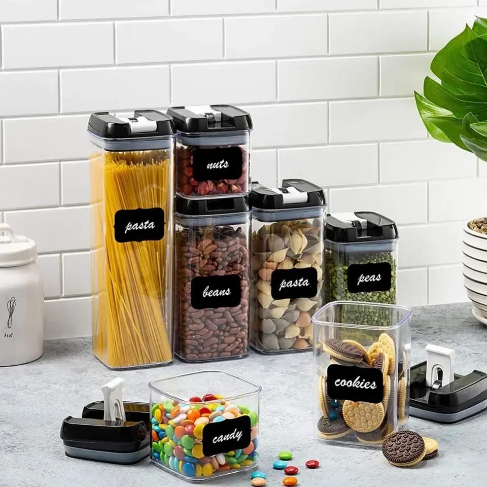 7pcs Transparent Acrylic Cereal Food/Pantry Storage Containers | - Elegant Households KE