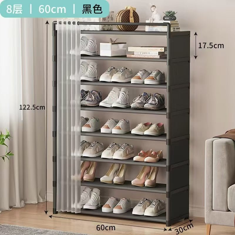 8 - layer 2024 shoe rack organizer with fabric dustproof cover | - Elegant Households KE
