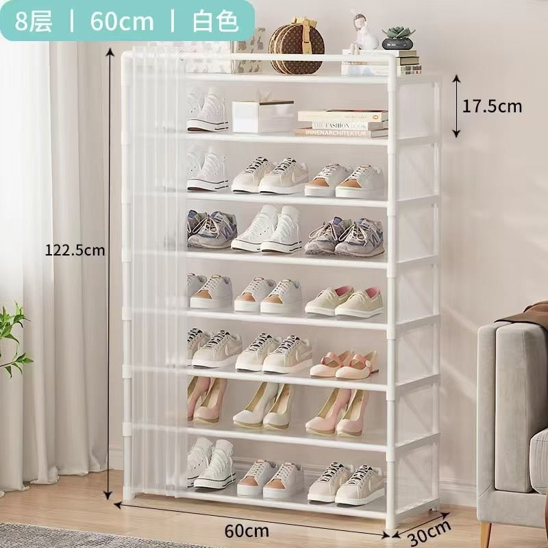 8 - layer 2024 shoe rack organizer with fabric dustproof cover | - Elegant Households KE