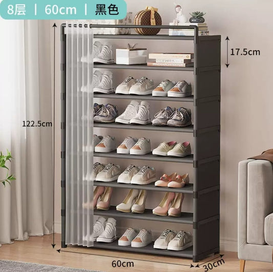 8 - layer shoe rack organizer with fabric dustproof cover | - Elegant Households KE