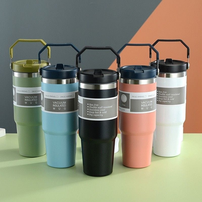 890ml Thermal coffee cup/thermos /water bottle/Themal mug with handle | - Elegant Households KE