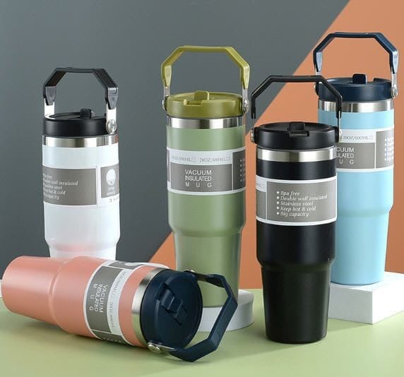 890ml Thermal coffee cup/thermos /water bottle/Themal mug with handle | - Elegant Households KE