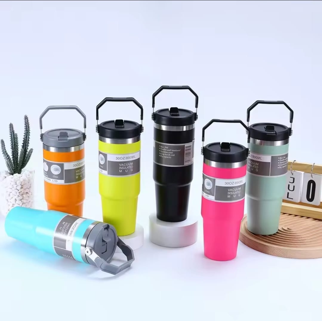 890ml Thermal coffee cup/thermos /water bottle/Themal mug with handle | - Elegant Households KE