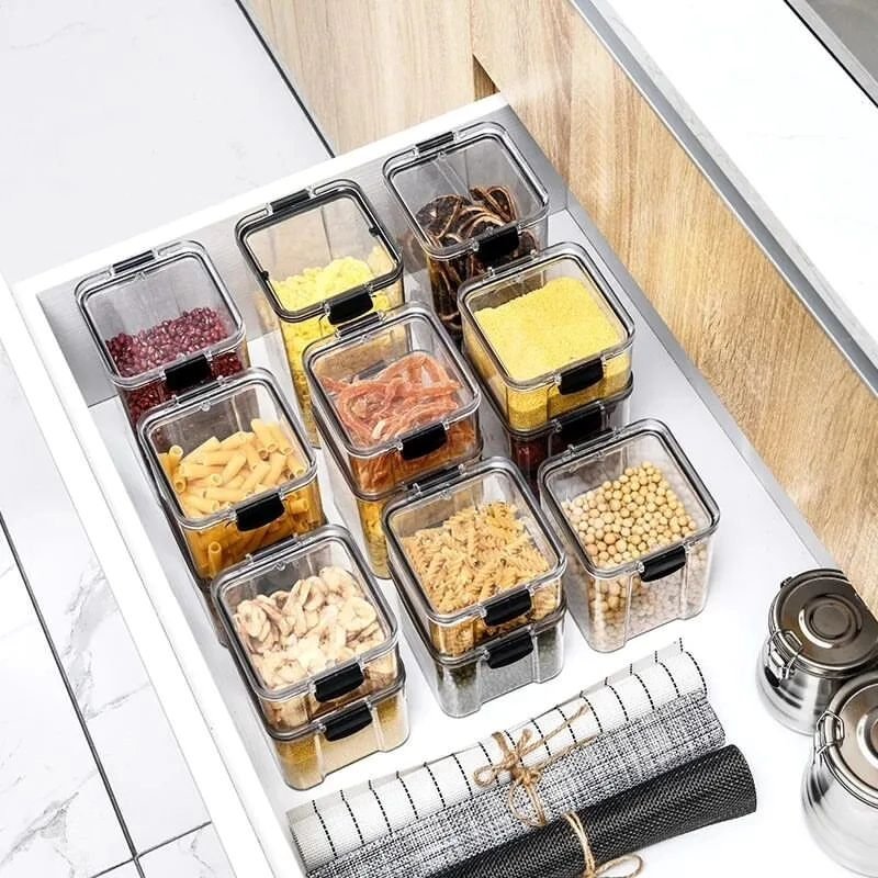 8pcs Airtight Transparent Acrylic Storage Container | - Elegant Households KE