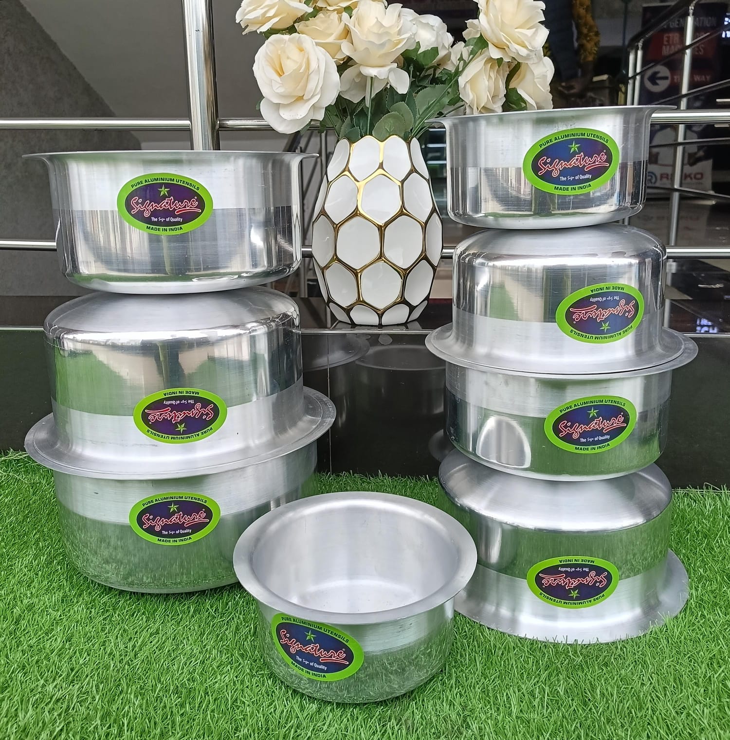 8pcs Aluminium Cookware Set – Medium Duty Pots (No Lids) | - Elegant Households KE