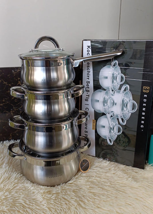 8pcs Edenberg stainless cookware set | - Elegant Households KE