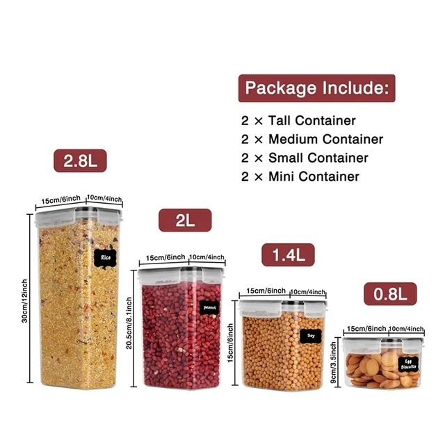 8pcs Food/Pantry Storage Containers | - Elegant Households KE