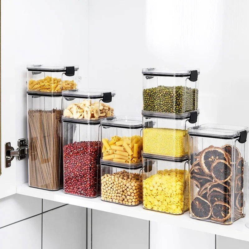 8PCS TRANSPARENT ACRYLIC CEREAL FOOD/PANTRY STORAGE CONTAINERS | - Elegant Households KE