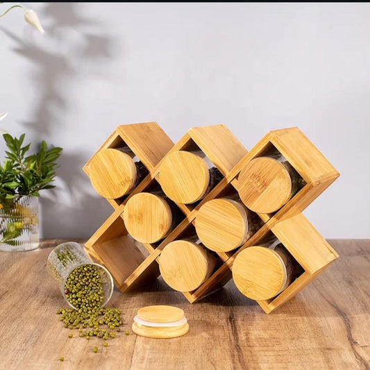8pcs wooden spice rack | - Elegant Households KE