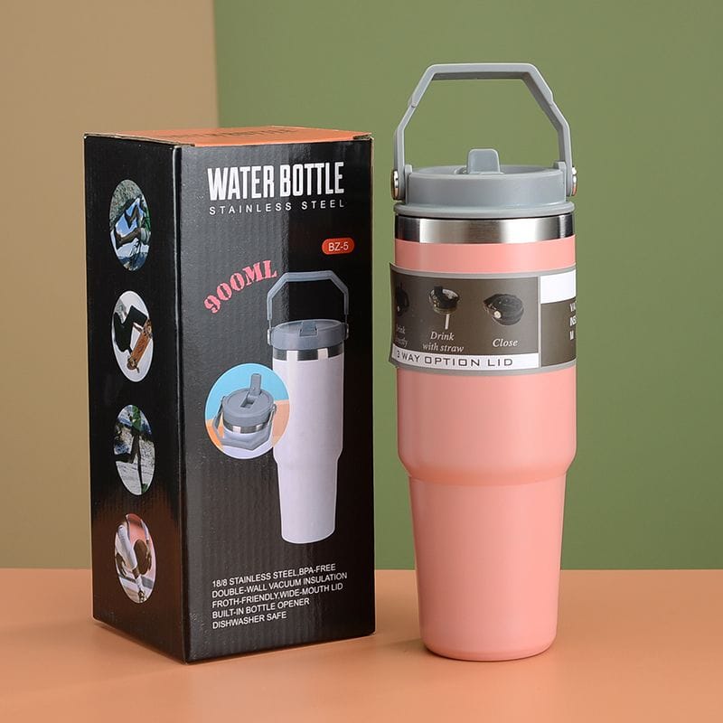 900ml Thermal coffee cup/thermos /water bottle/Themal mug with handle | - Elegant Households KE