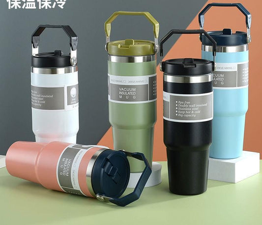 900ml Thermal coffee cup/thermos /water bottle/Themal mug with handle | - Elegant Households KE