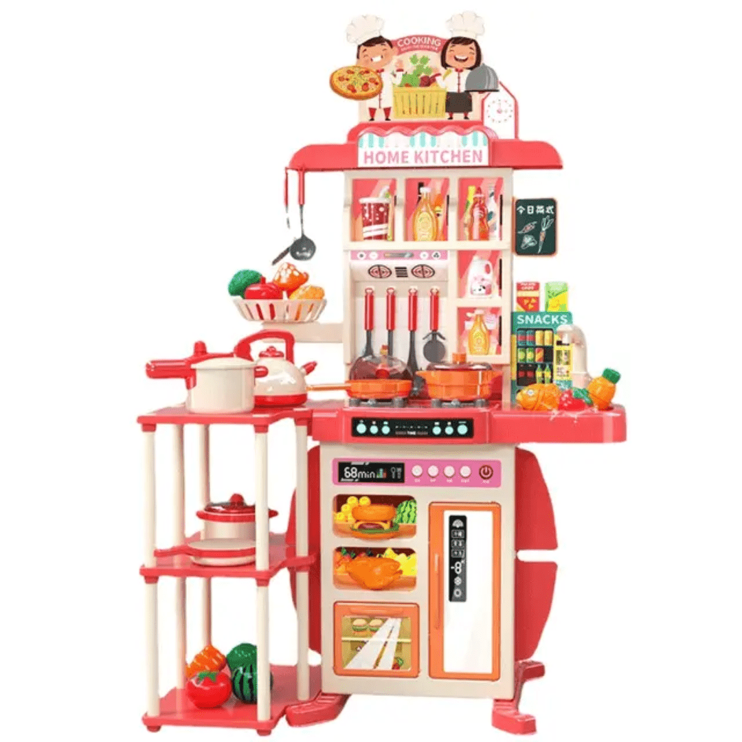 95cm Kids Kitchen Play Set with 73 Pieces, Battery Operated | - Elegant Households KE