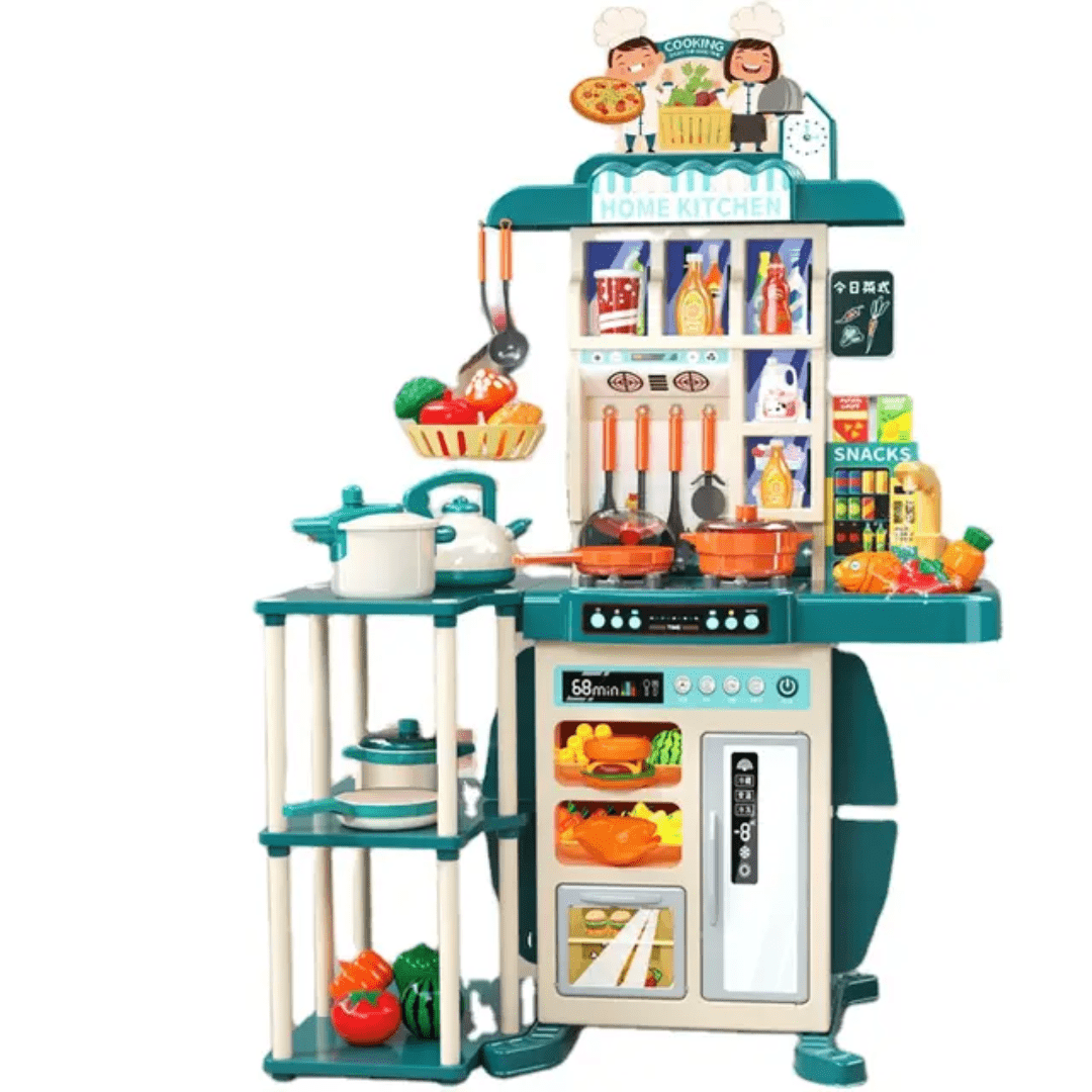 95cm Kids Kitchen Play Set with 73 Pieces, Battery Operated | - Elegant Households KE