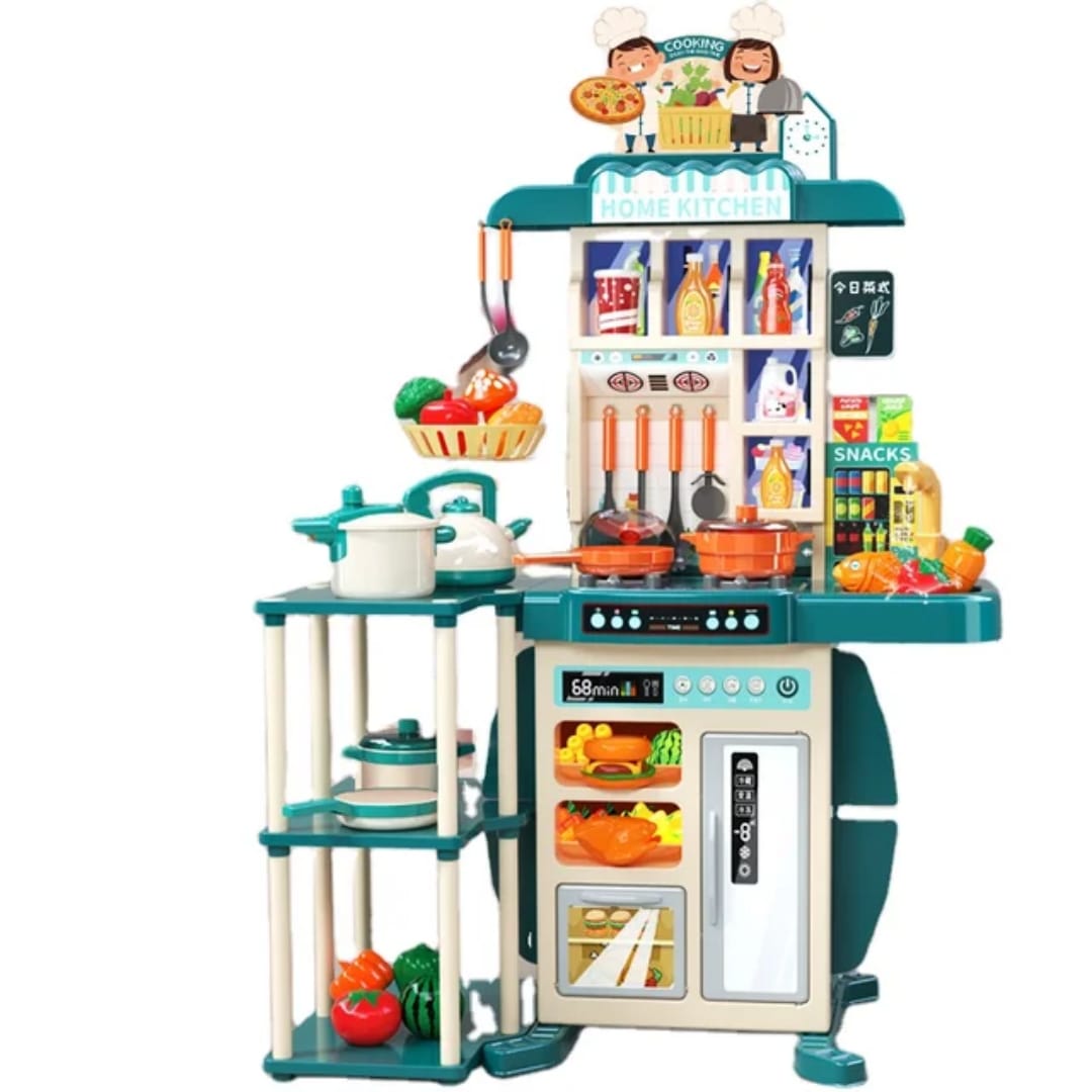 95cm Kids Kitchen Play Set with 73 Pieces, Battery Operated | - Elegant Households KE