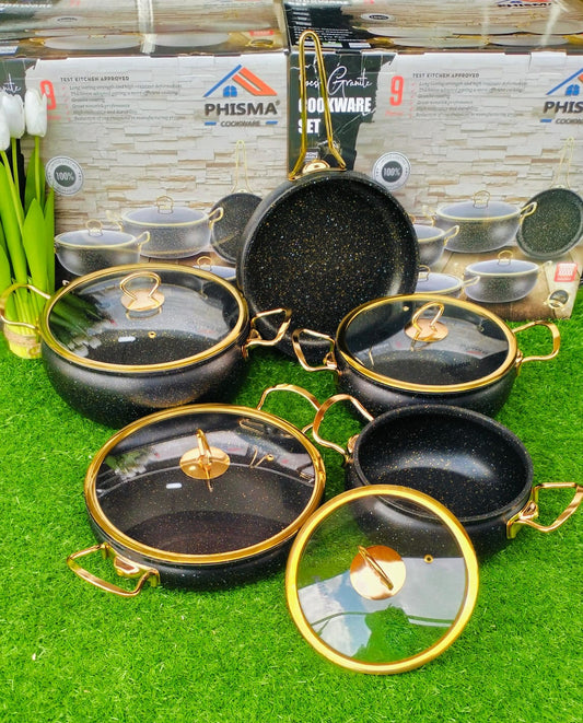 9pcs Granite Classy Cookware Set | - Elegant Households KE
