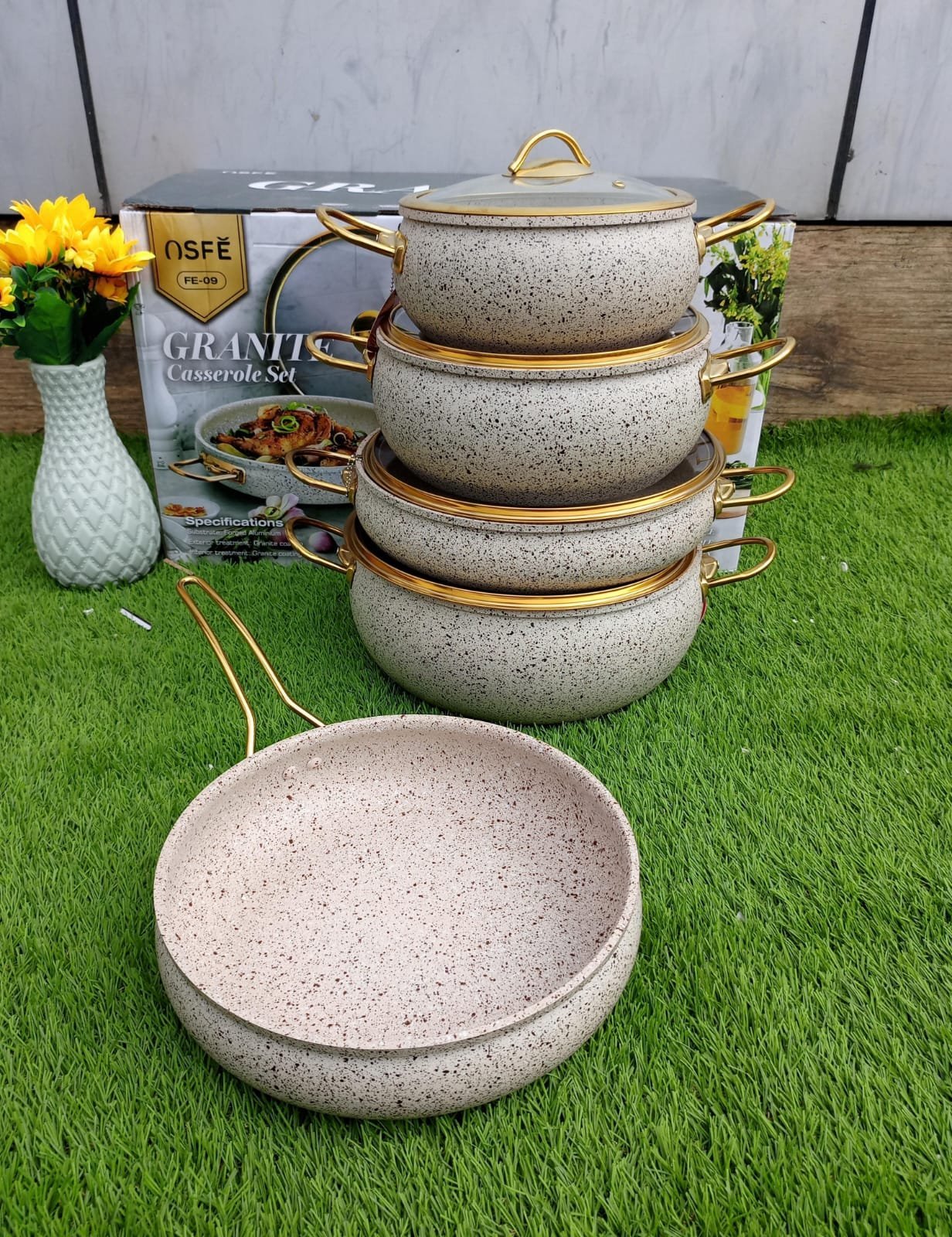 9pcs HausRoland Granite Cookware Set | - Elegant Households KE