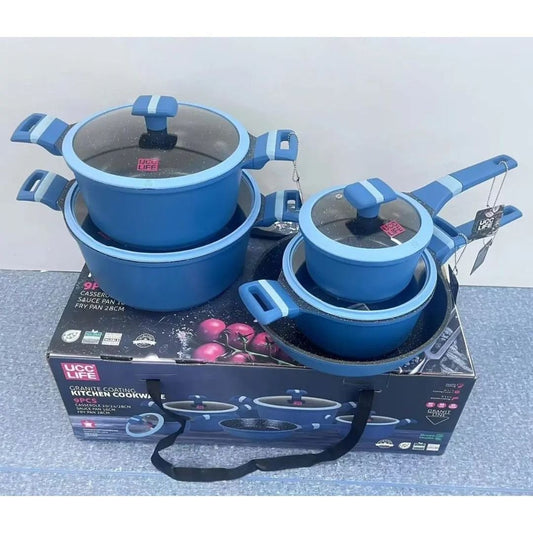 9pcs UCC Life Granite Coating Cookware Set | - Elegant Households KE