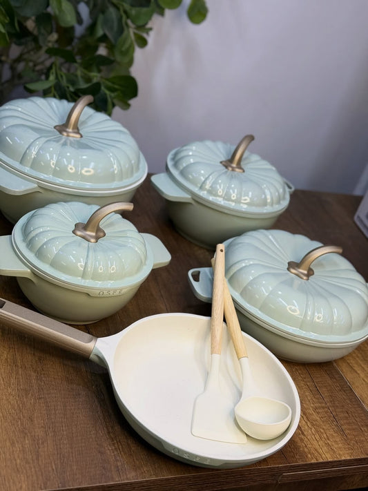 9pieces USFE Pumpkin Granite Cookware Set Non - Stick Scratch Resistant Durable Sufuria and Pan for Kitchen Cooking | - Elegant Households KE