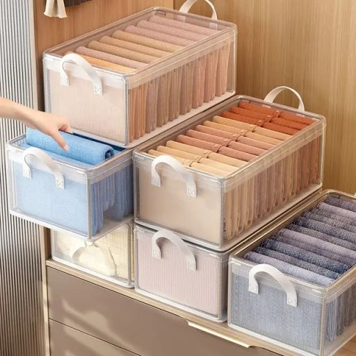 Thick transparent fabric closet organizer