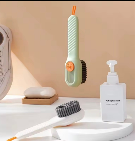 Shoe & Cloth Scrub Brush with Built-In Soap Dispenser