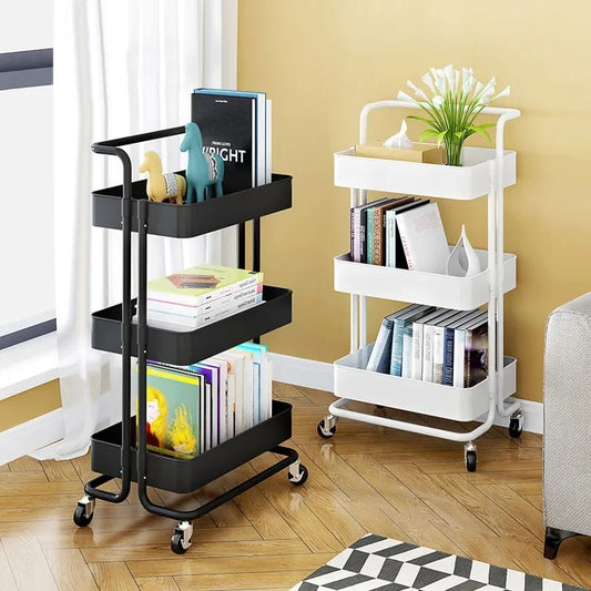 Multi-functional movable trolley storage rack( full metallic)