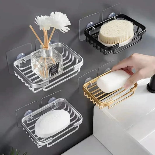 Free Punch Wall-Mounted Aluminum Drain Soap Dish Holder Drainer