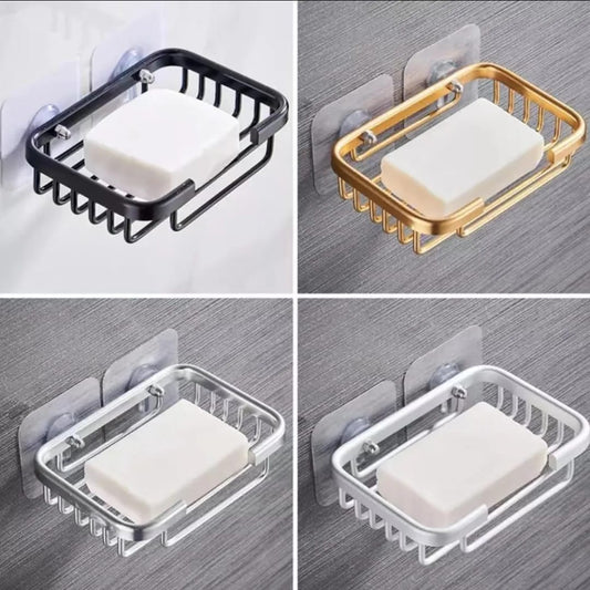 Free Punch Wall-Mounted Aluminum Drain Soap Dish Holder Drainer