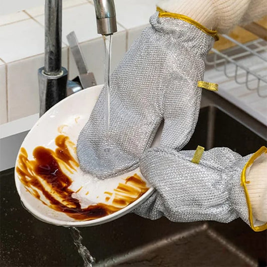 Waterproof lining multi-use steel wire dishwashing gloves a pair