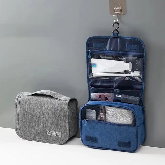 Portable cosmetic makeup toiletry bags with hooks