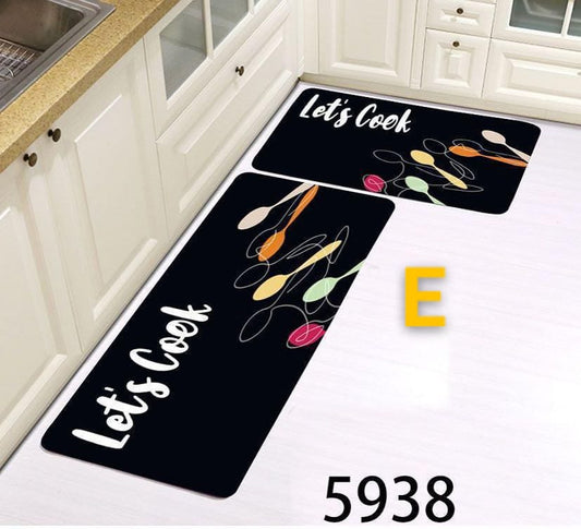 2pcs kitchen mats with rubber super non-slip underside