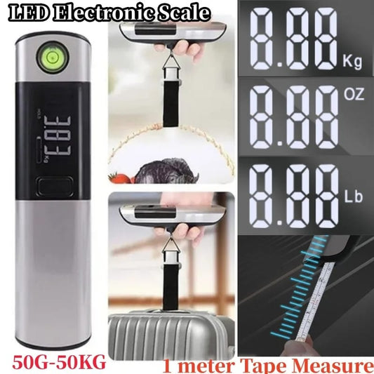 2 in 1 Portable Digital Luggage Scale for Travel With Tape measure Bags