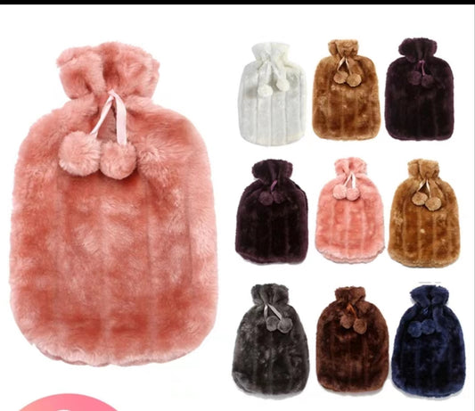 Plush velvet hot water bottle