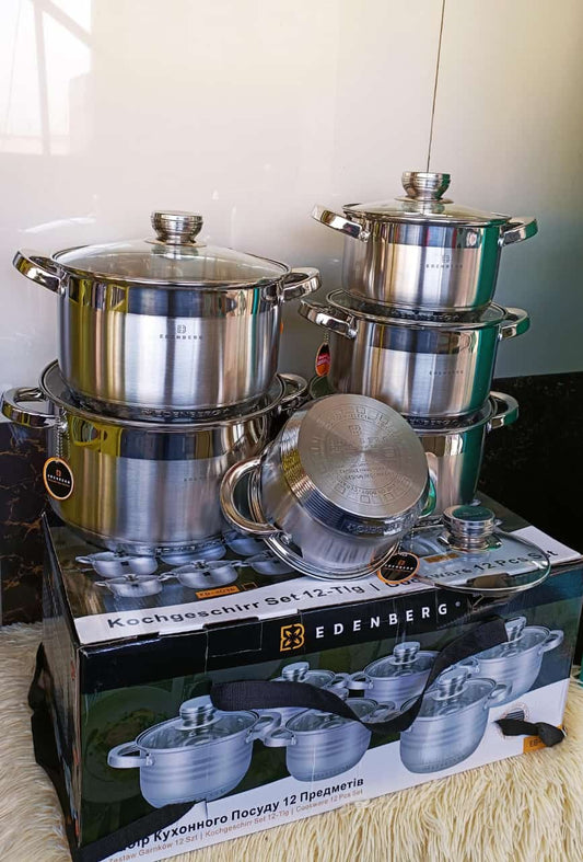 12pcs Edenberg Stainless steel Cookware set 