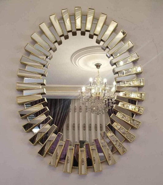 Oval shaped Sunburst Decor Mirror