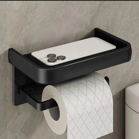 Wall-Mounted Toilet Paper Holder with Phone Shelf