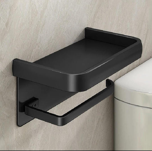 Wall-Mounted Toilet Paper Holder with Phone Shelf