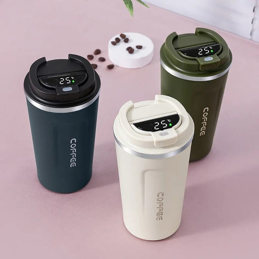 Digital stainless steel coffee mug