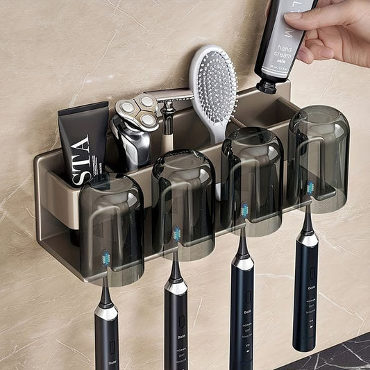 Family toothpaste dispenser with 4 cups   