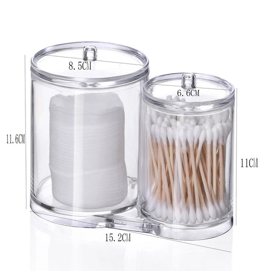Double barrel acrylic cotton swab storage box